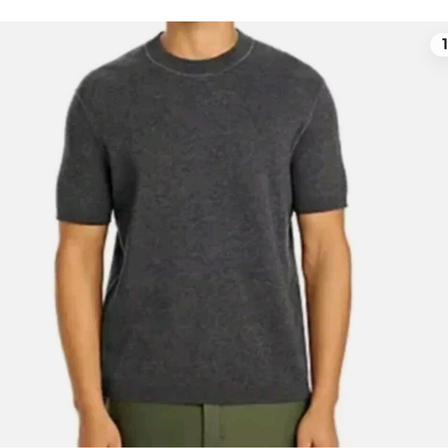 Hugo Boss Menâs Knit Sweater Linen Short Sleeve Grey Collar Xxl